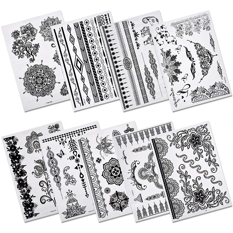 Custom Non toxic Fashion Style India Personality Henna Body Temporary Tattoo Sticker