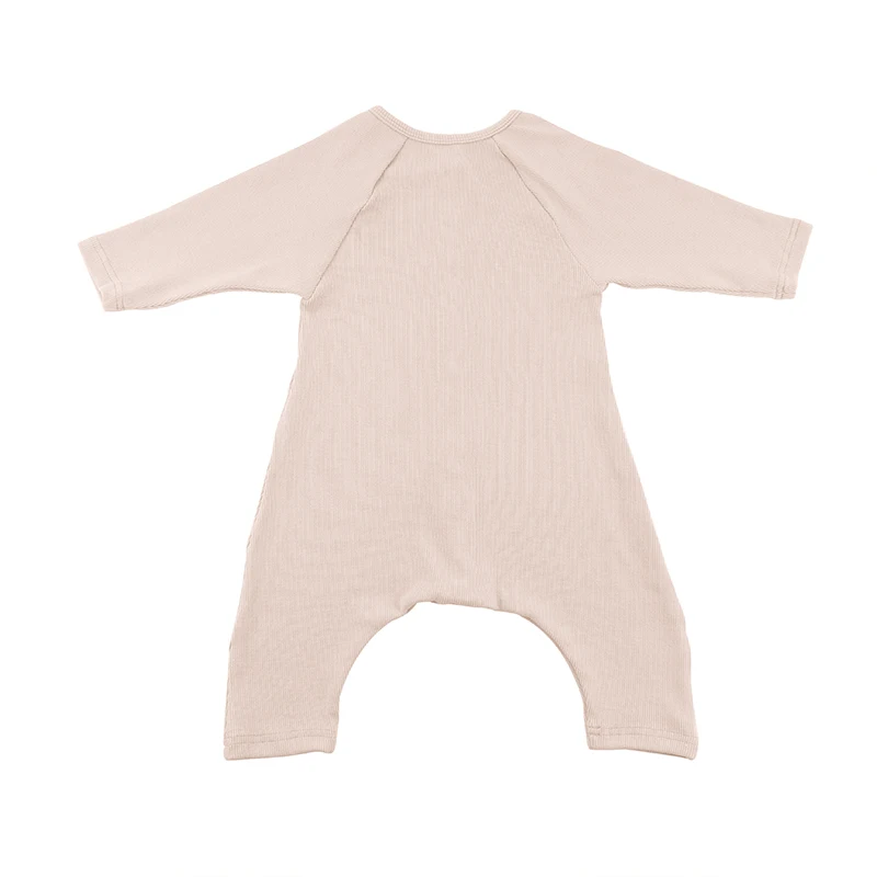 
Smocked Newborn Baby Light Pink Fall Winter Baby Playsuits Longsleeve Harem Leg Infant Ribbing Rompers 