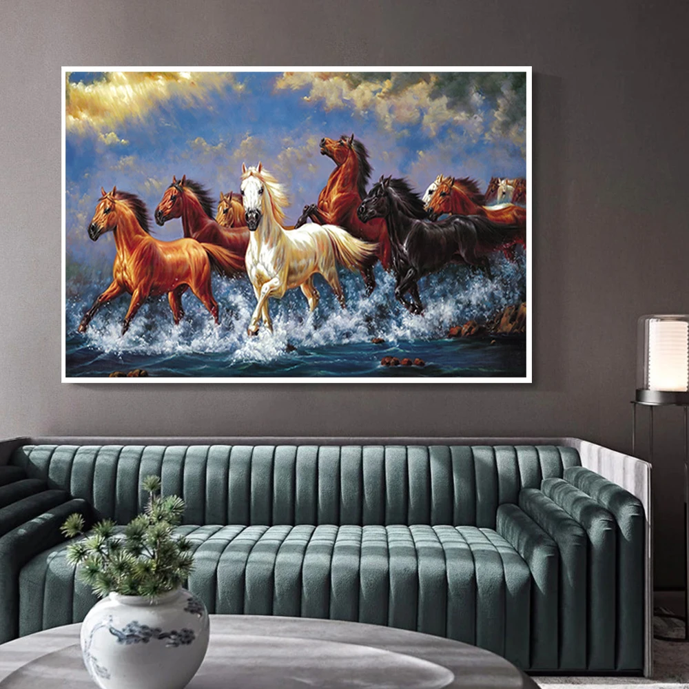 Custom canvas wall art home goods original famous oil paintings with horses