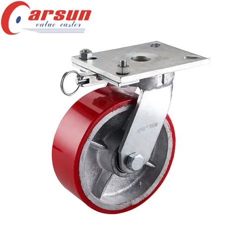 8 inch casters and wheels heavy duty swivel PU tire caster with direction lock (iron wheel core)