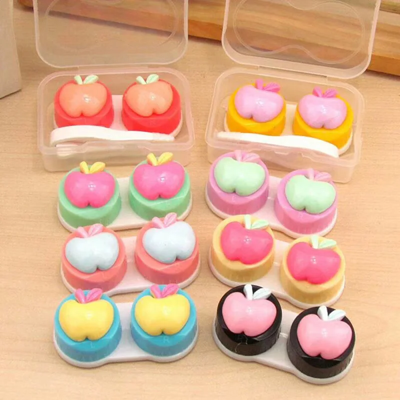 Latest Hot Sale PP Contact Lens Case Cartoon Fruit Cute Lens Case Mini Portable Colorful Mate Case