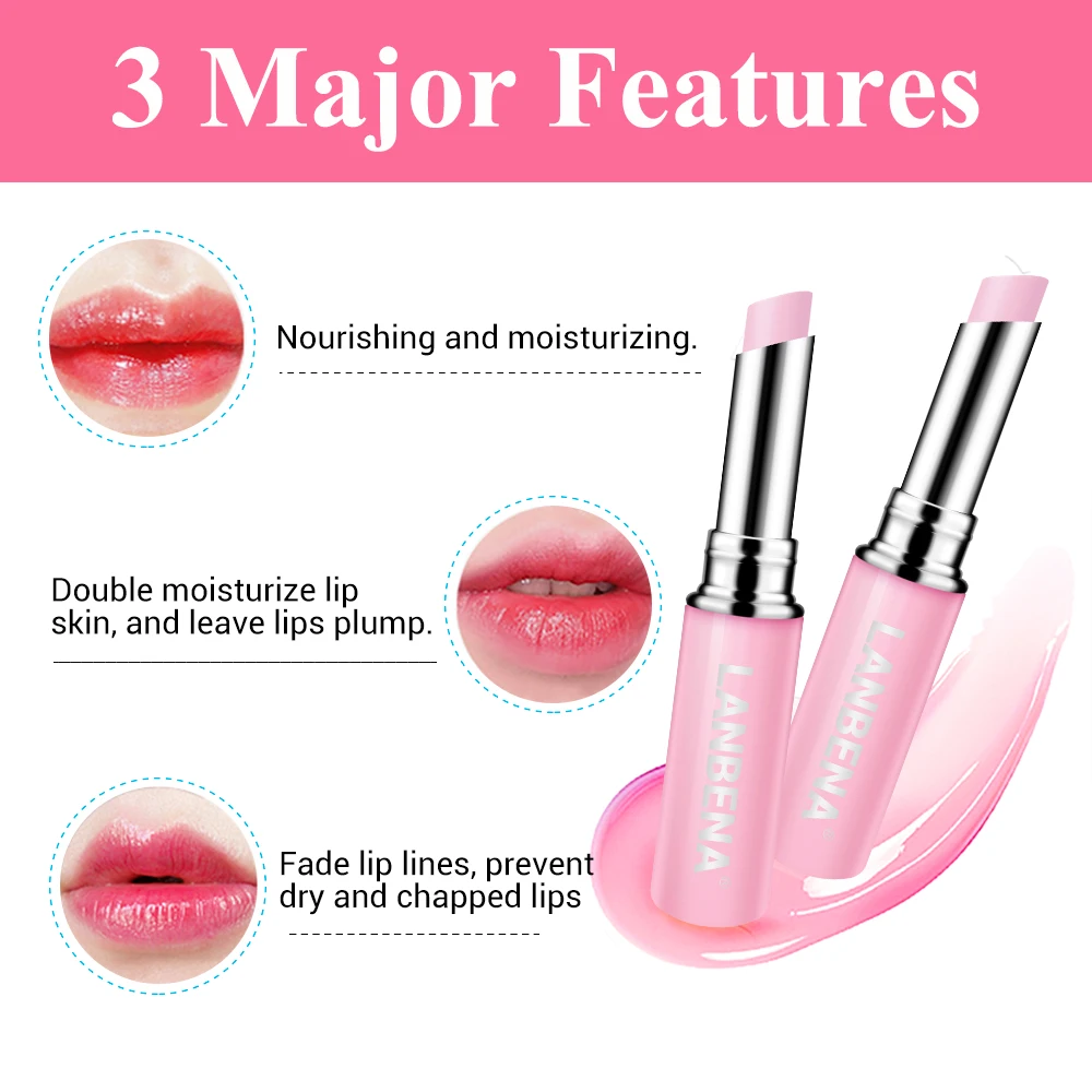 LANBENA Private Label Rose Pink Lip Balm Lip Plump Moisturizing Lip Care Balm