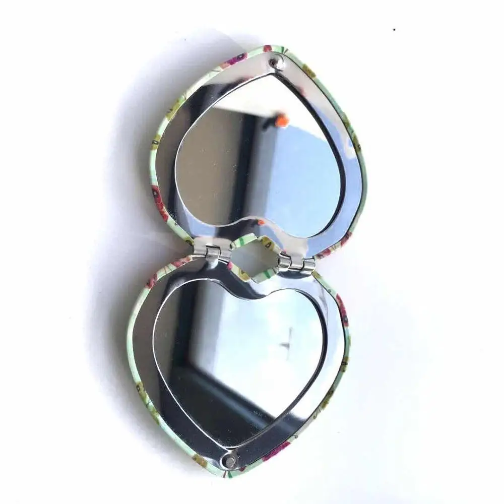 Heart Shape New Design Double Sided Aluminum Cosmetic Make up Pocket Mirror