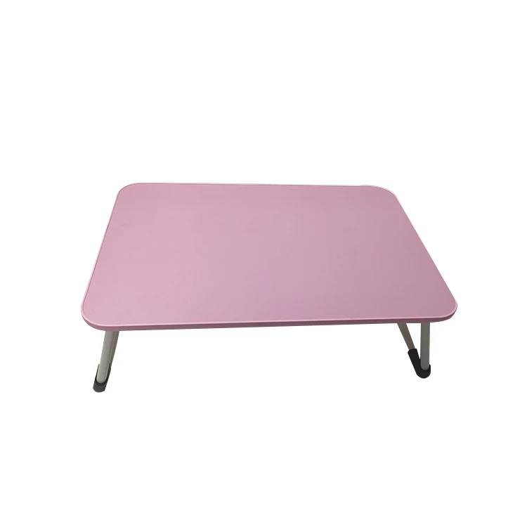 Dormitory Wooden anti skidding curved Foldable Chipboard Computer Lap Desk Folding bed laptop study table for bed