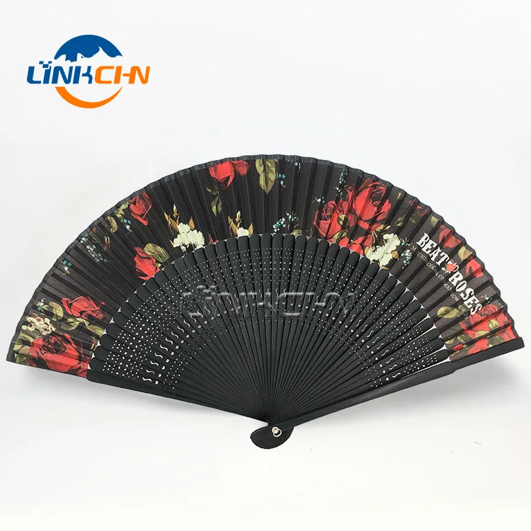 Custom design printed bamboo hand fan as dinner gifts