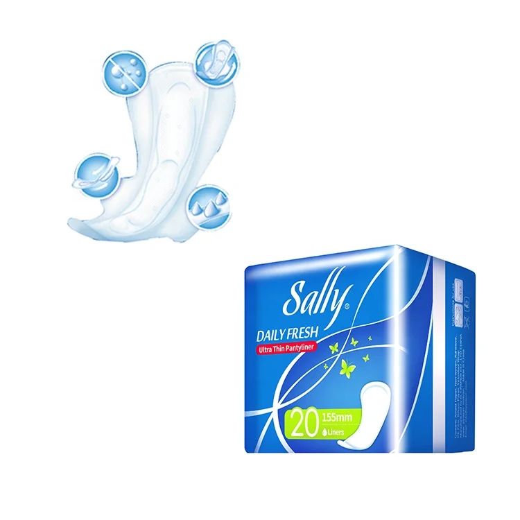 Sally wholesale lady disposable comfort ultra thin 155mm pantyliner pads