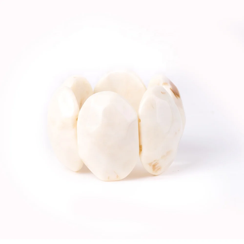 Hawaiian Jewelry Design Wholesale  Boho Amber Colour Geometric Polygon Big Size Beads Bracelet Resin Jewelries