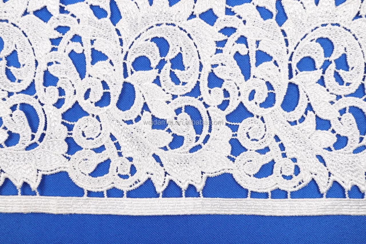 
New Arrival Chemical Cord Lace Fabric White Milk Silk Embroidery Wholesale Guipure Lace Fabric for Wedding Dress 