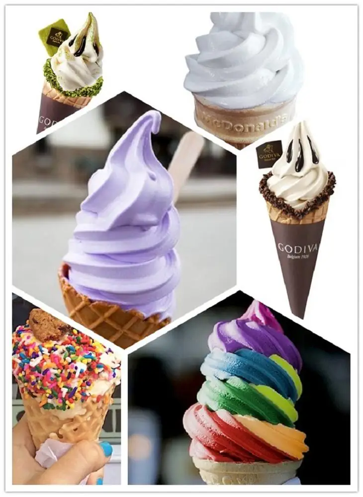 2023 Table Top Rainbow Soft Ice Cream Machine Automatic Food Grade Frozen Yogurt Gelato Maker wth Strawberry Flavor