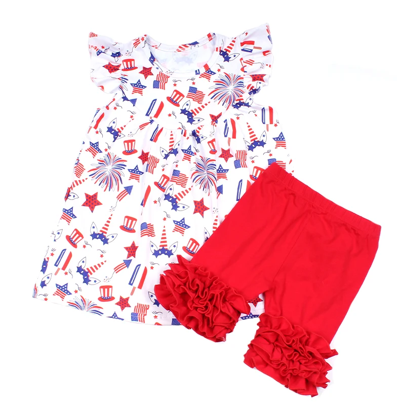 Summer cool infant baby clothing sets ruffles short children outfits hot selling cotton set for toddler