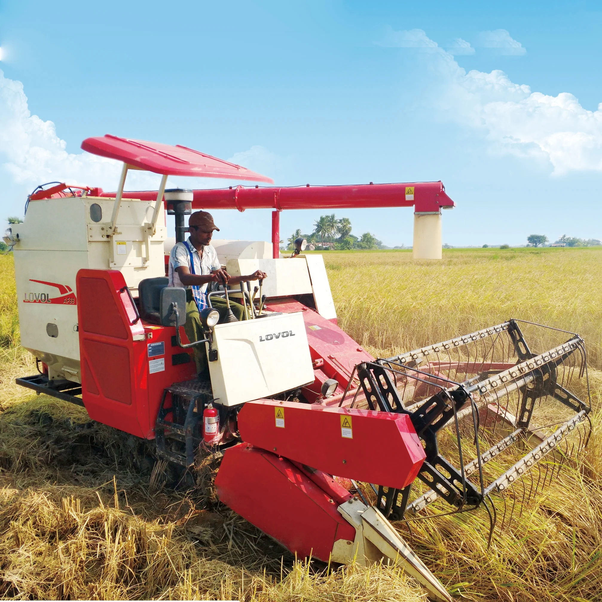 
Grain Wheat Rice Combine Harvester Crawler Rubber Track AF88 Indonesia Thailand Philippines Multifunctional 