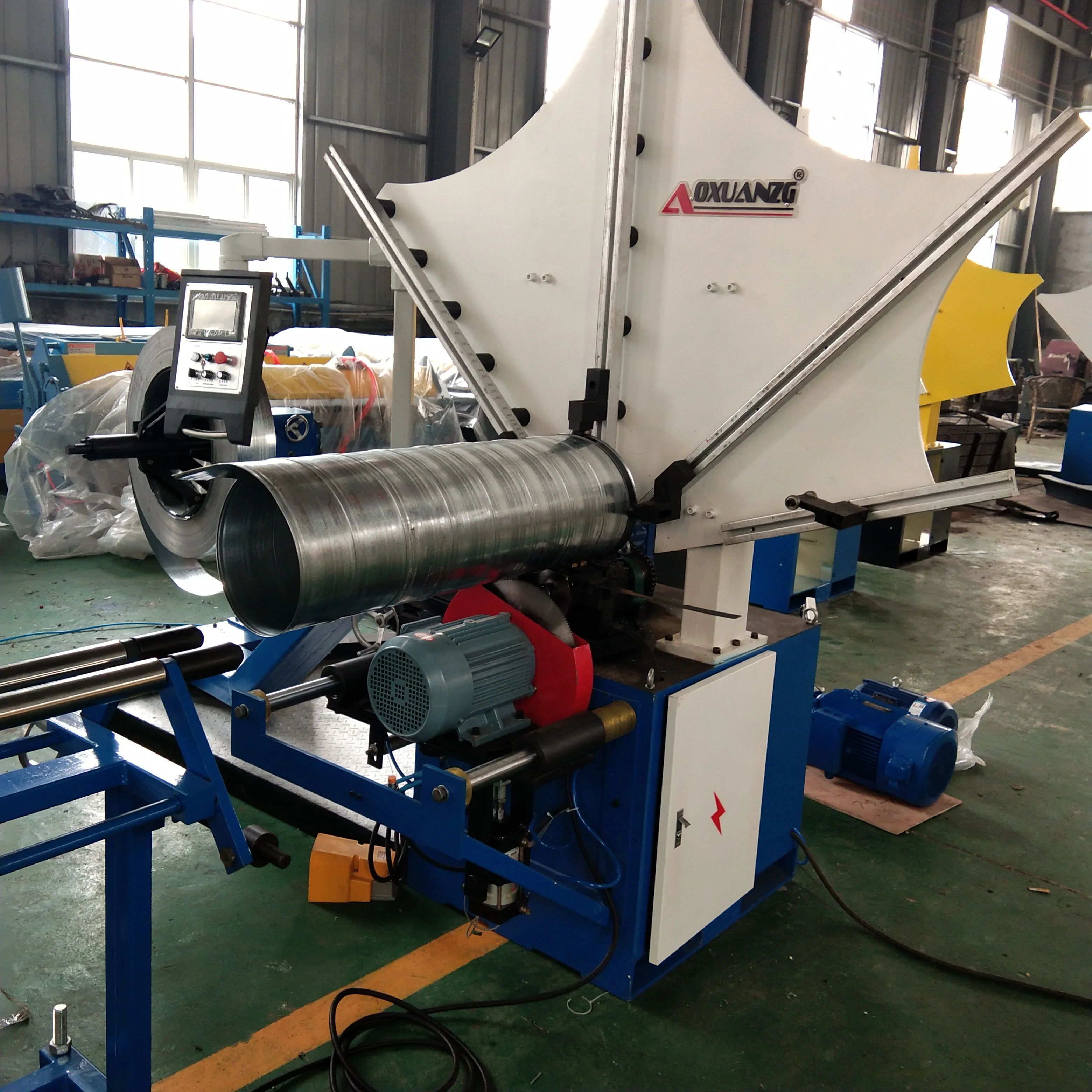 Full automatic Mild steel stainless steel spiral air duct oval machine price spiral duct forming machine