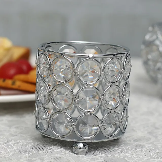 Christmas Gold Home Decor Table Centerpieces Cylinder Crystal Tealight Candle Holder Wedding Party Decoration