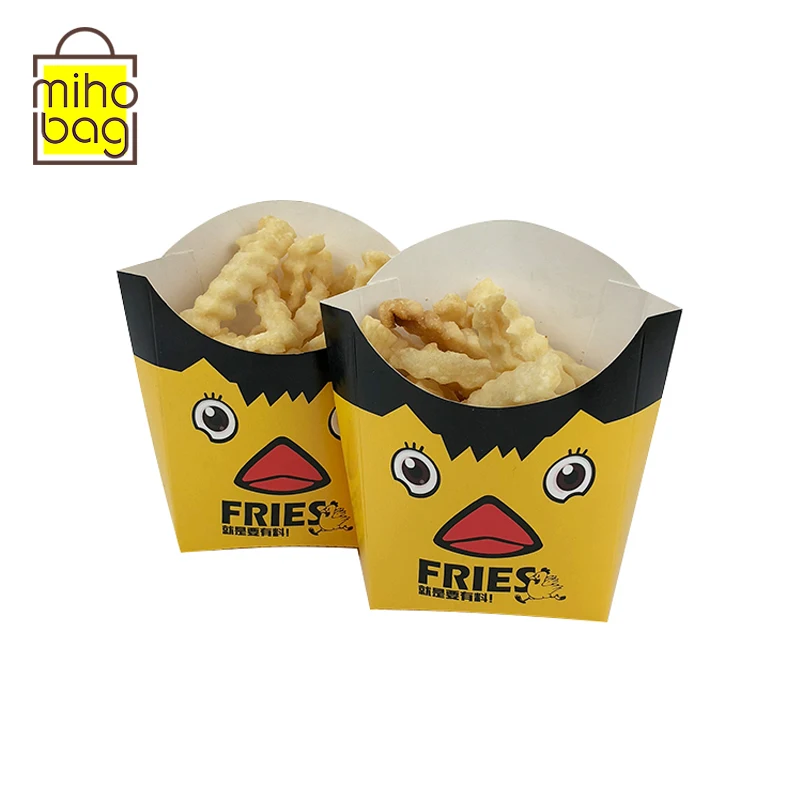 
wholesale disposable logo printed paper for fried chicken popcorn box standing fries boxes 