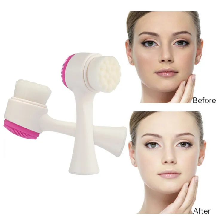 
Cheap Double Side Portable 3D Face Cleaning Vibration Massage Silicone Facial Cleansing Brush 