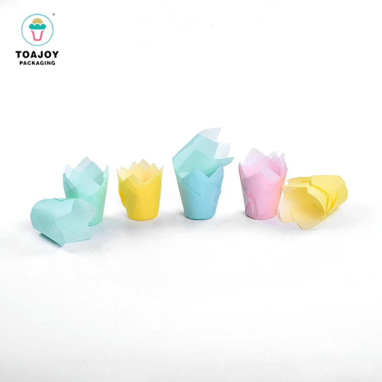 Biodegradable кекс случаи тюльпан формы кекс Лайнер газетная бумага выпечки чашки в Китае