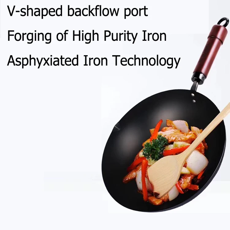 
Hot sale cast iron chinese wok pan with wooden handle 