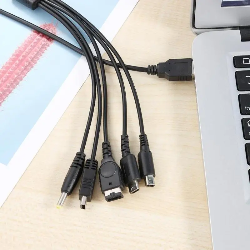 5 in 1 USB Game Charger Charging Cable 1.2m Cords Wire for Nintend NEW 3DS XL NDSLite NDSI LL WII U GBA PSP