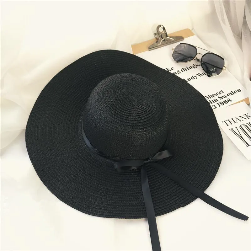 Hot Sale Round  Raffia Wide Brim Straw Hats Summer Sun Hats for Women