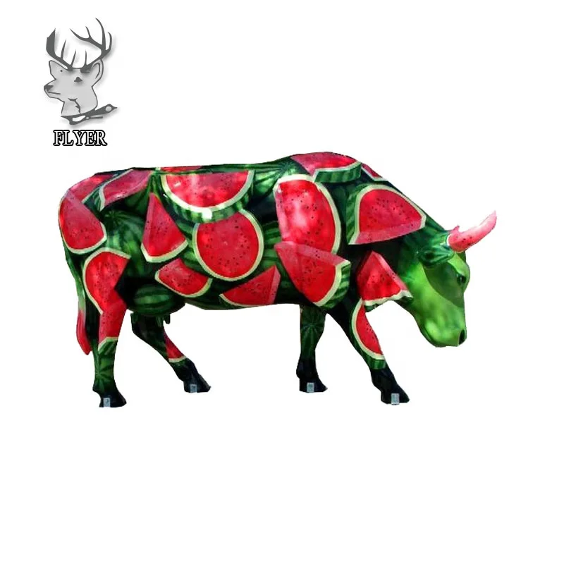 Outdoor decoration life size artificial resin cow statue life size animal cow sculpture