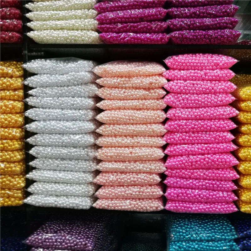 Wholesale Round Shape 5mm No Hole Colorful ABS Plastic Loose Pearl Beads Without Hole