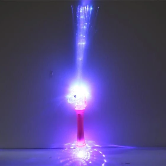 Light Up Flashing Fiber Unicorn Fiber Optic Wand glitter tiara Blinking LED Magic Wand