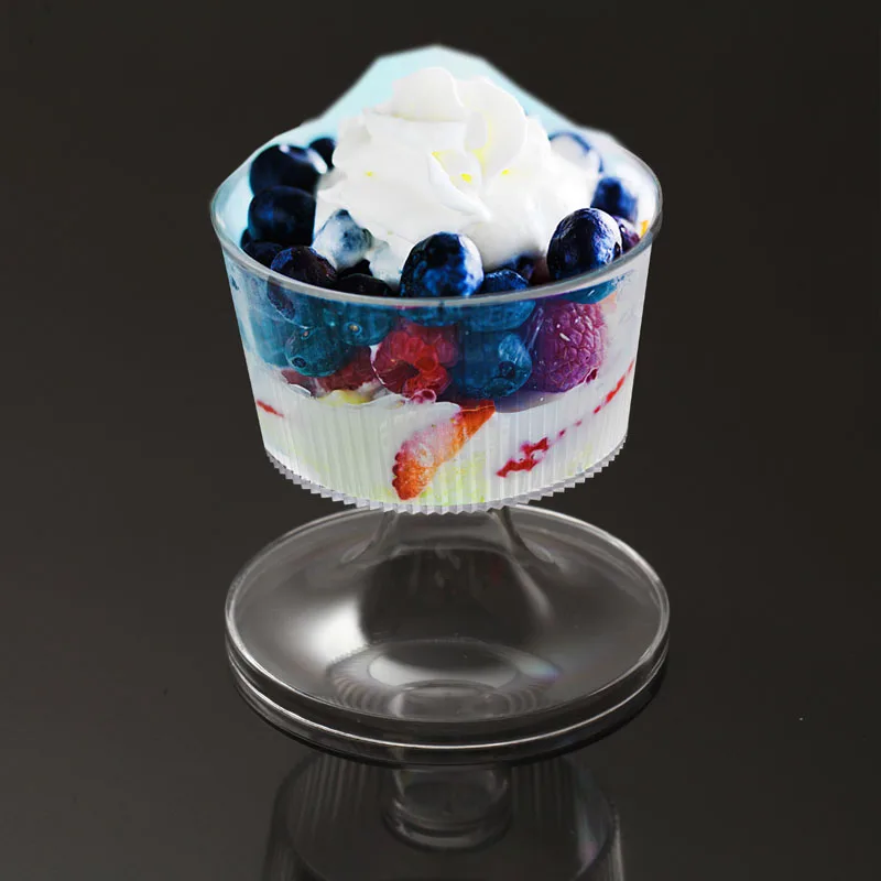 Oval Parfait Dessert Cup Box Plastic Bowls HK Cups & Saucers Transparent High Quality Pp/ Ps Pet Disposable with Lid Cover Party