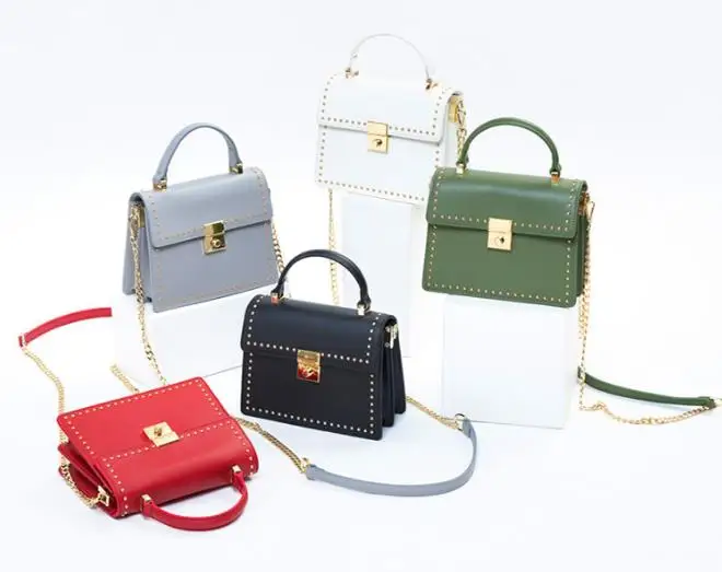 fashion metal square shoulder bag real leather rivet women bags 2019 trendy online shopping free shipping UK designer handbags