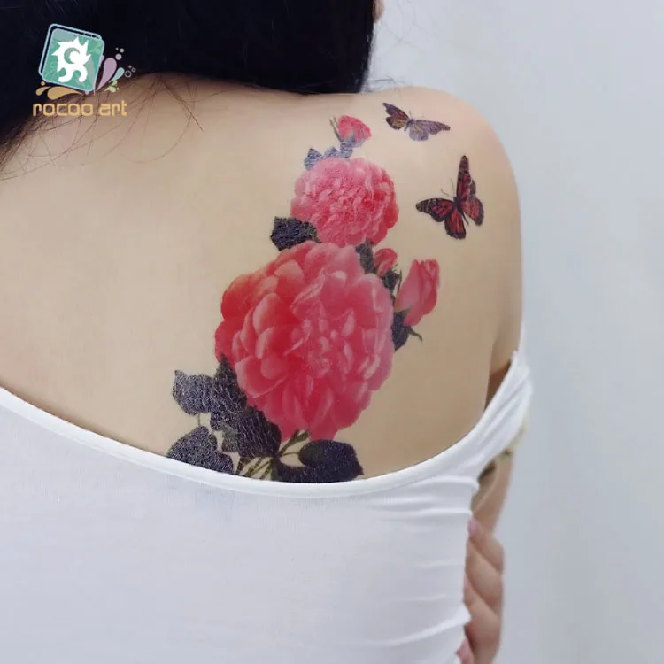 Fashion Beautiful Female Leg Tattoo Of Flower Temporary Tattoos Stickers Lotus Peony Cherry Blossoms Hips Tattoo Design