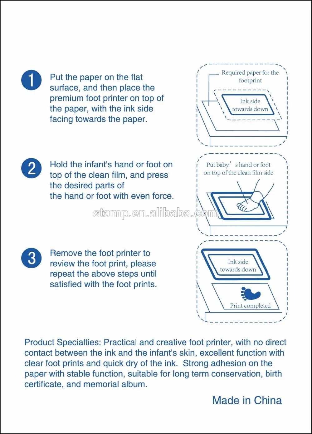Factory price inkless  baby footprint kit hot  newborn imprints baby footprint photo frames