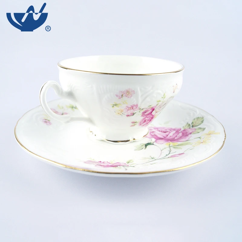 Chinese Supplier Ceramic Coffee Cup Fine Bone China Tea Cup Set With Saucer