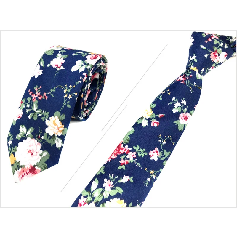 Мужская хлопковая футболка с цветочным принтом Цветочный Тонкий Узкие галстуки для мужчин