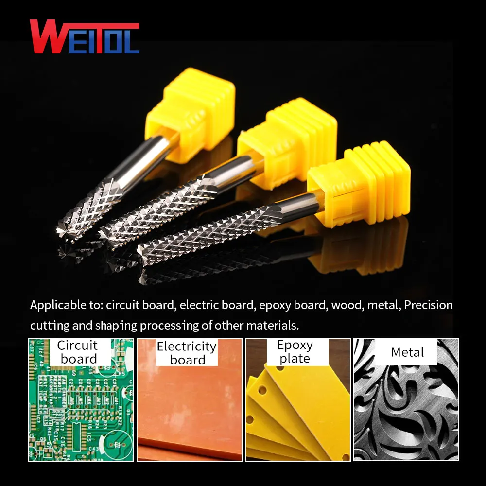WeiTol 3A Grade Flat Bottom Corn teeth milling cutter Cement plate cutting routerbit end mill