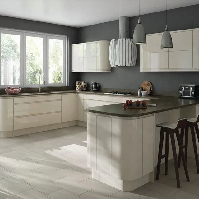 Новая модель изогнутых кухонных шкафов Vermonhouzz современный дизайн опытный поставщик из Китая