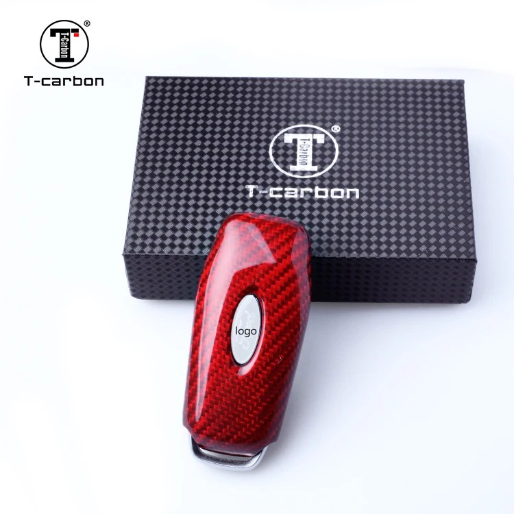 T-carbon Glass Fiber Gloss and Shine Key Cover  For Ford 3 button Key Car Interior Accessories Key Case
