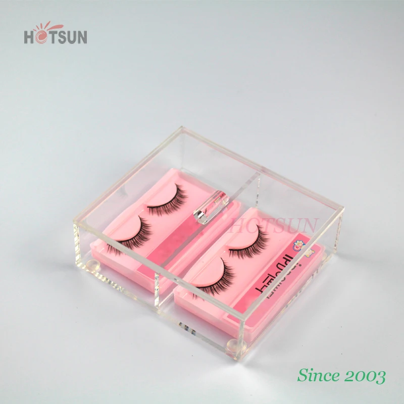 Custom 2 Compartments Organizer Bin Transparent Plastic Storage Box with Cover Lid Clear Small Acrylic Box