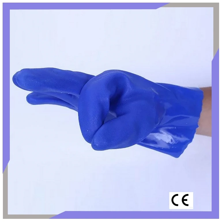 EN374 PVC Rubber Fishing Work Gloves