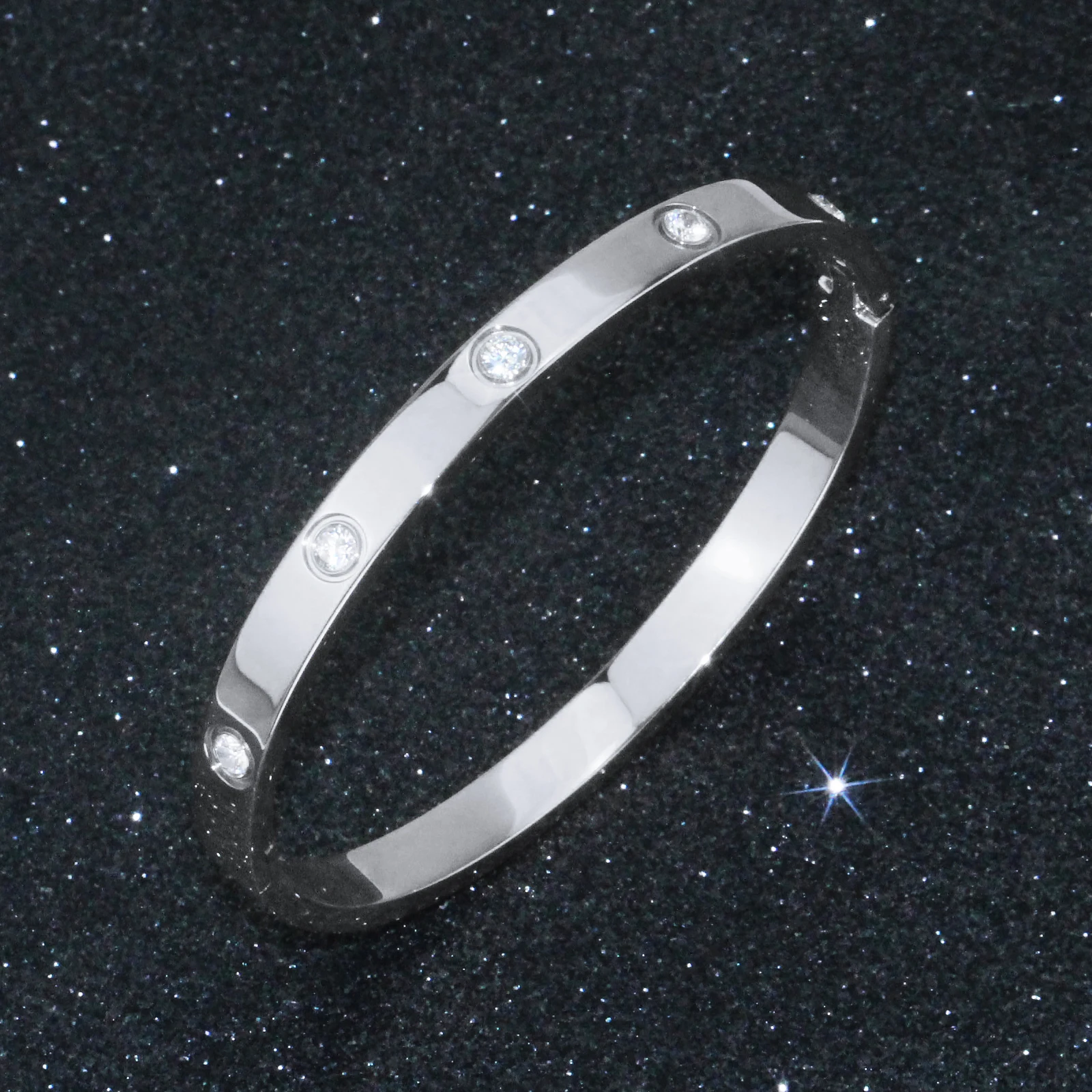 Loftily Bracelets for Women Diamond Bracelet Bangle for Couples Buckle Titanium Steel Girlfriend Boyfriend Valentines Wedding