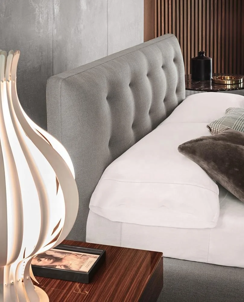 Pull button high back designer tufted upholstered bed bedroom furniture divan bed design low bed