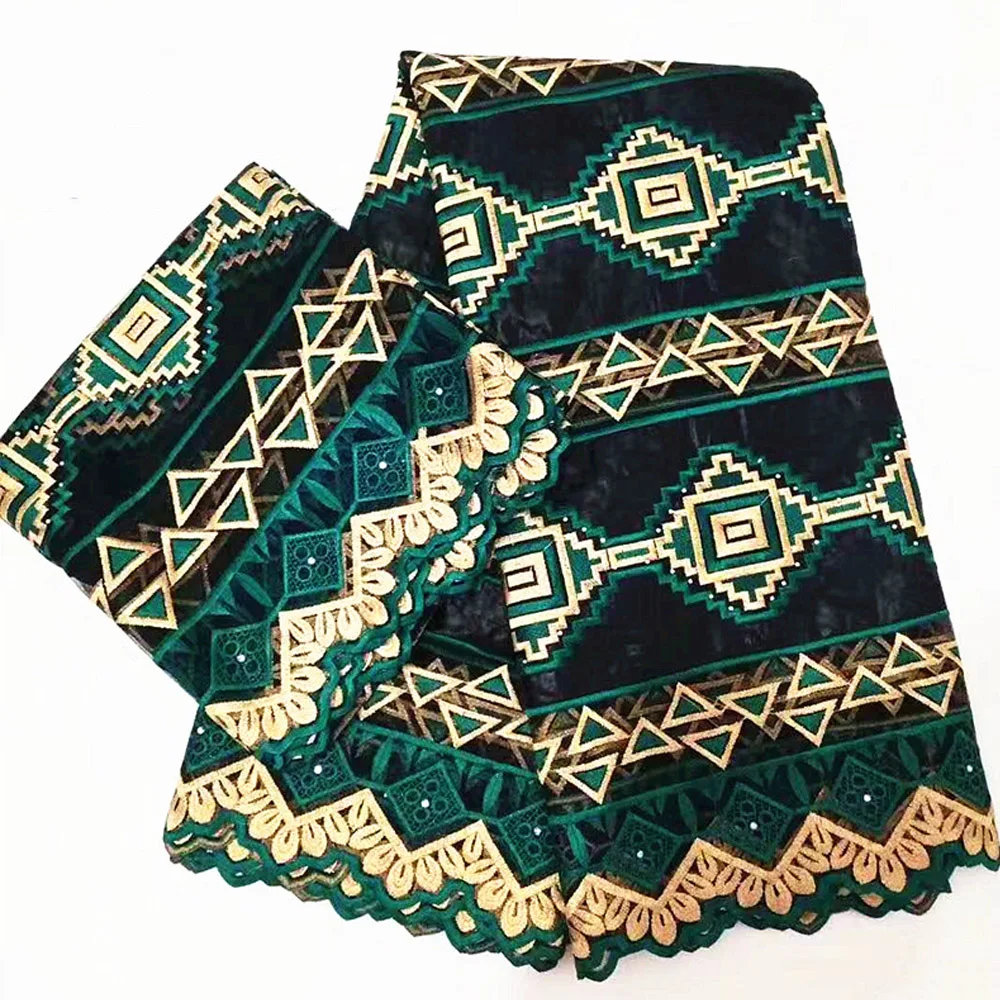 
Beautifical cotton embroidery bazin riche green african rhinestones fabric ML47B10  (62075395831)