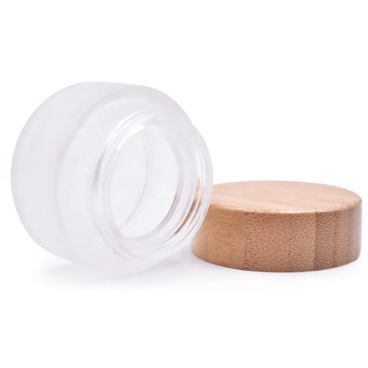 Прямая продажа с завода, запасы, герметичная косметическая упаковка, пустая переработанная, 1 унция, 30 г, матовое стекло, Бамбуковая банка для крема