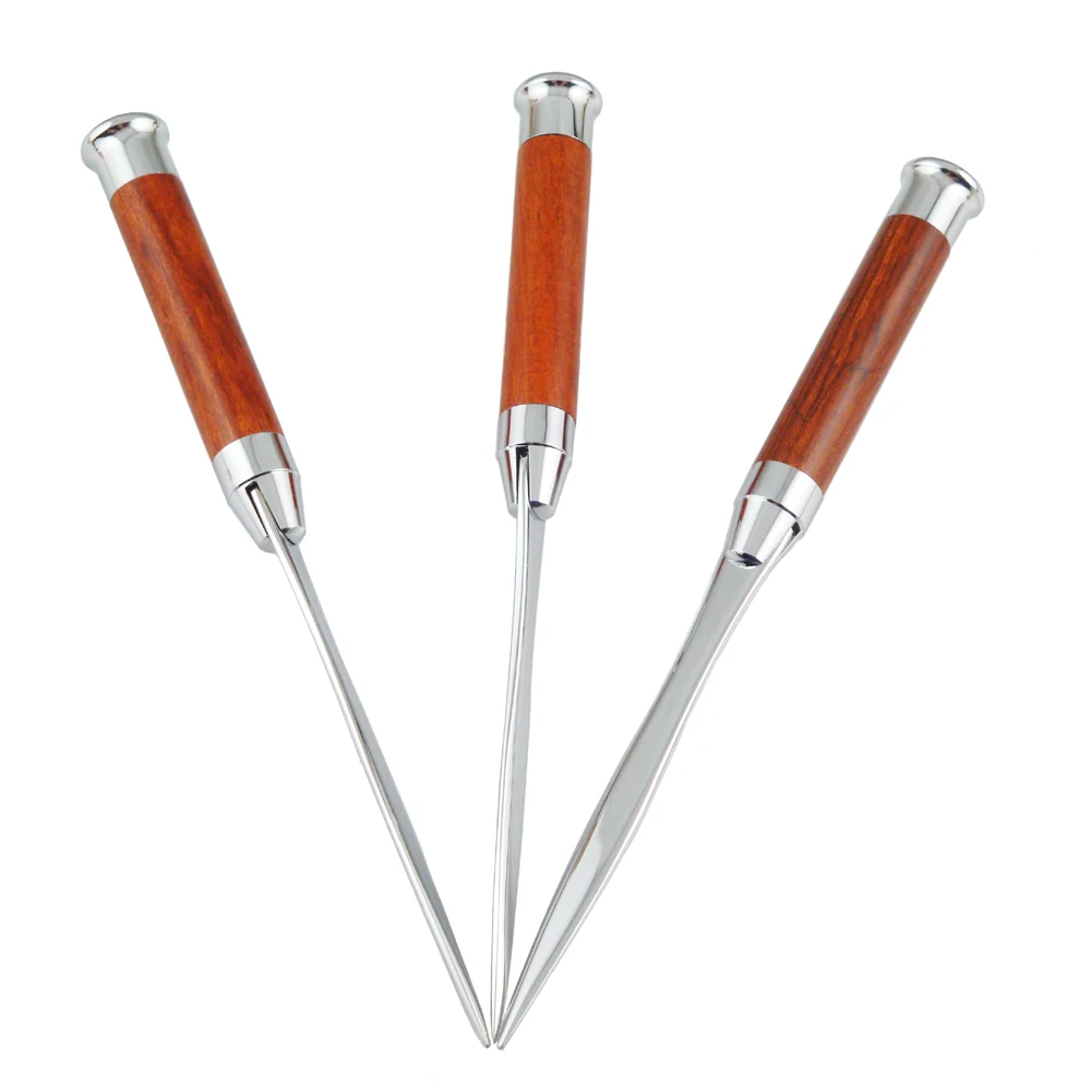 Китайский поставщик новый дизайн металлический прочный рекламный ручной Серебряный нож для резки деревянных букв открывалка конвертов с деревянной