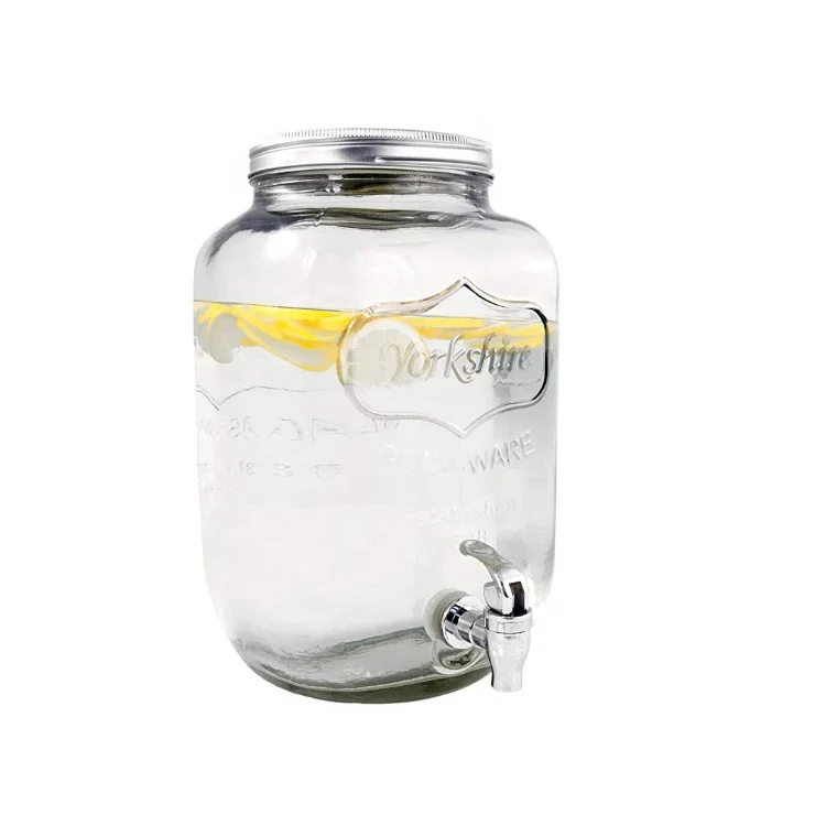 leak free vintage design 1gallon 4l empty clear mason glass jar drink dispenser with Spigot for beverages juice liquor wine