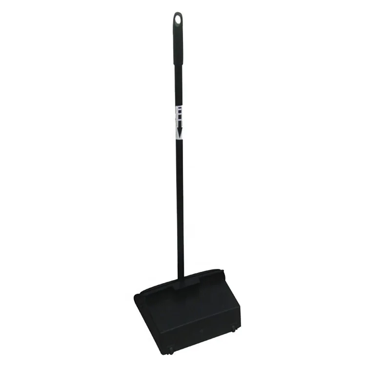 ESD ECO Plastic Black Folding Wind Proof Dustpan With Metal Stick and Broom Set For Cleaning