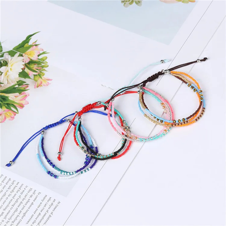 Новый Boho 3 слоя плетеная веревка красочные тканые дружба для женщин и мужчин в виде бусины строка браслет ювелирные изделия