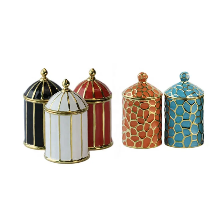 Custom Empty Decoration Candle Holder Unique Silver Domed Ceramic Jar For Scented Candle Luxury