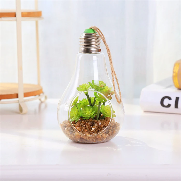  Лидер продаж комнатное украшение искусственные суккуленты растения в стеклянной лампе для подвешивания свадебное