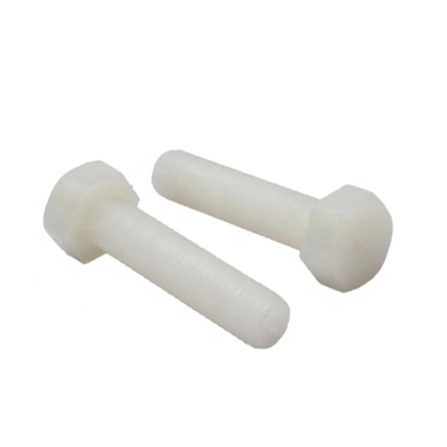 White plastic nylon hex bolt M14 M16