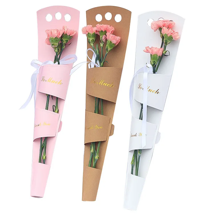 
custom printed luxury preserved cardboard gift rose long cone single flower boxes 