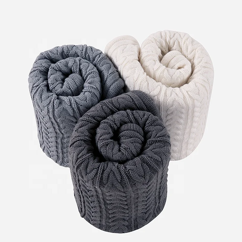 Warm, Soft, Comfortable Double Layers Cable Knit Face with Microfibre Faux Sherpa Lining Baby Blanket for Winter